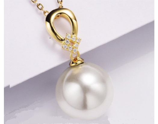 White South Sea Pearl pendant with diamonds set in 14KY-wssp247y
