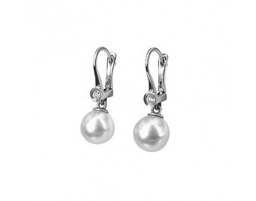 14KW Leverback earrings w/ Akoya Pearls & Diamonds