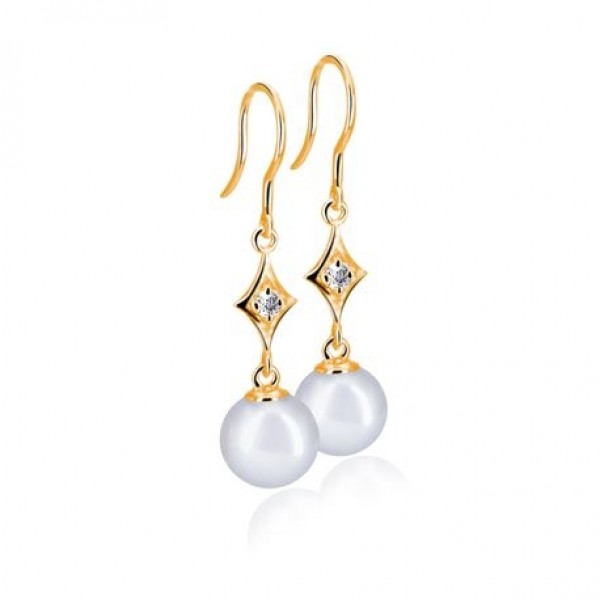 14K Rose Gold- White Freshwater Pearl Earrings- 10x10.5mm with