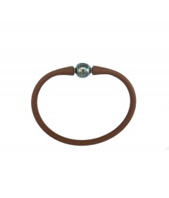 Black Tahitian single pearl bracelet- Brown silicone