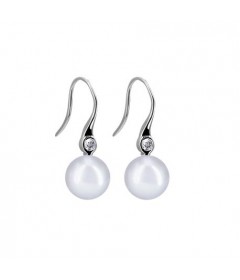 White Freshwater Pearl Earrings with 0.10 ct tw of Diamonds