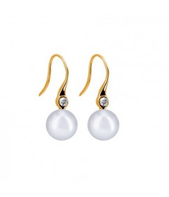 White Freshwater Pearl Earrings with 0.10 ct tw of Diamonds