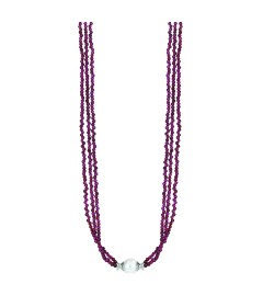 Garnet & Freshwater Pearl Necklace- Sterling Silver
