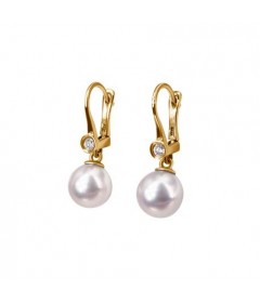 14KY Leverback earrings w/ Akoya Pearls & Diamonds