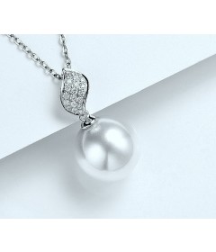 White South Sea Pearl pendant with diamonds set in 14K white gold-wssp226w